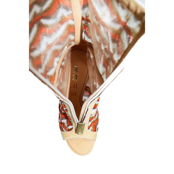 NEW L.A.M.B. by Gwen Stefani Knit Chevron Stripe KNIT Platform Booties Size 6 - Picture 9 of 9